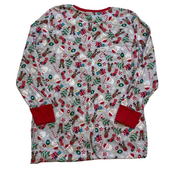 CHRISTMAS woman's size large L santa deer one piece holiday morning pajamas pjs - Picture 3 of 12